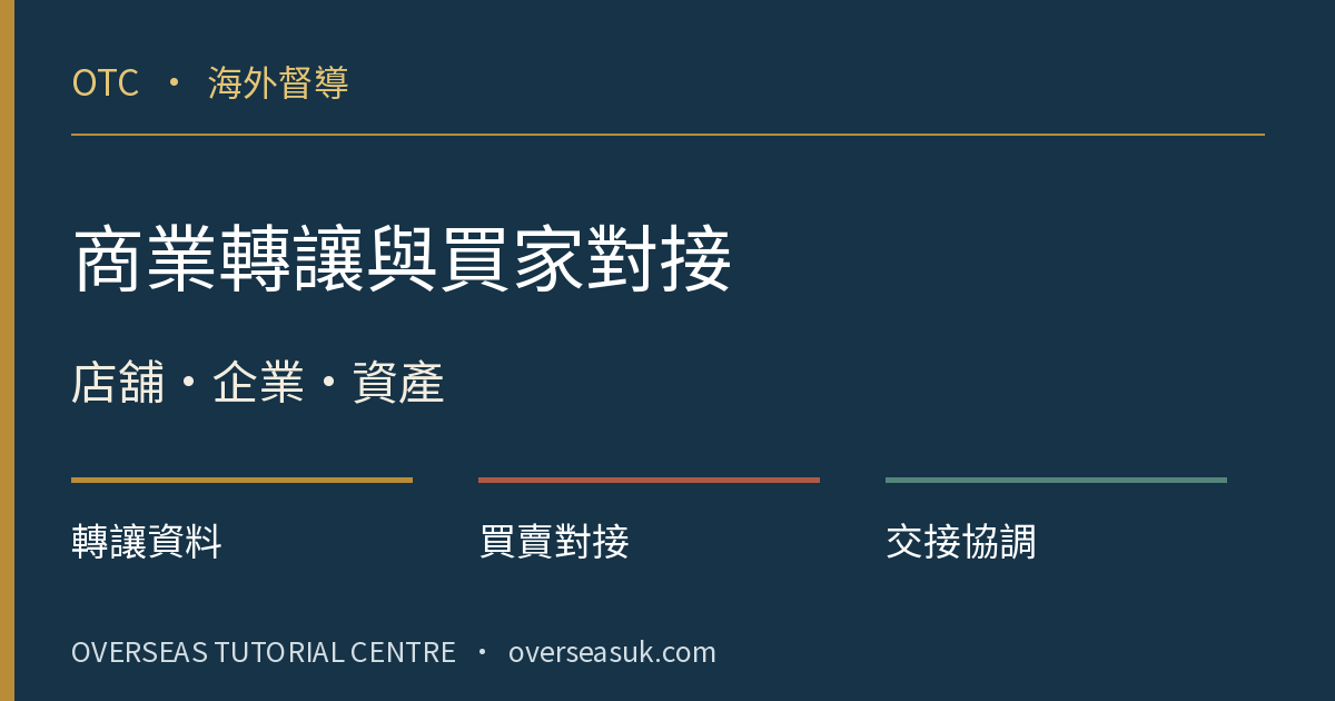 商業轉讓與買家對接:店舖、企業、資產