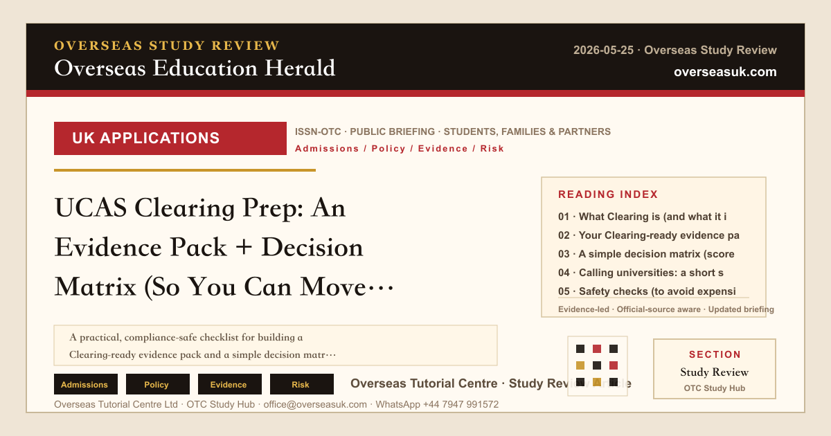 UCAS Clearing Prep: An Evidence Pack + Decision Matrix (So You Can Move ...